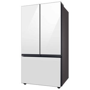 Samsung Bespoke Standard-Depth Beverage Center 30.1-cu ft 3 -Door Smart Compatible French Door Refrigerator with Dual Ice Maker with Water Dispenser and Door within Door ( White Glass - All Panels ) ENERGY STAR Certified