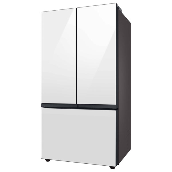 Samsung Bespoke Standard-Depth Beverage Center 30.1-cu ft 3 -Door Smart Compatible French Door Refrigerator with Dual Ice Maker with Water Dispenser and Door within Door ( White Glass - All Panels ) ENERGY STAR Certified
