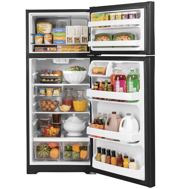 GE 17.5-cu ft Top-Freezer Refrigerator ( Black )