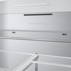 Samsung Bespoke Counter-Depth Inner Beverage Center 22.9-cu ft 4 -Door Smart Compatible French Door Refrigerator with Ice Maker with Water Dispenser ( Stainless Steel ) ENERGY STAR Certified