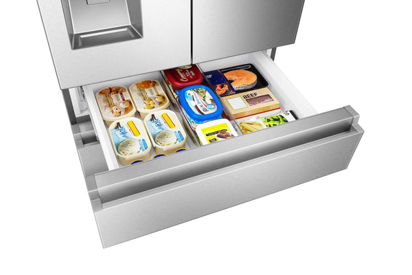 Hisense PureFlat Standard-Depth 25.6-cu ft 4 -Door Smart Compatible French Door Refrigerator with Ice Maker with Water and Ice Dispenser ( Stainless steel ) ENERGY STAR Certified