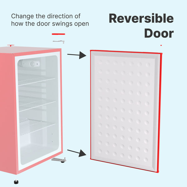 SnowLion Premium 122L Solid Door Undercounter 4.3-cu ft Mini Fridge ( Red ) Garage Ready