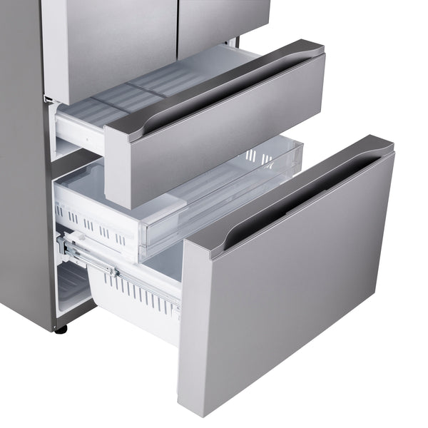 LG Counter-Depth 25.5-cu ft 4 -Door Smart Compatible French Door Refrigerator with Ice Maker with Water Dispenser ( PrintProof Stainless Steel ) ENERGY STAR Certified