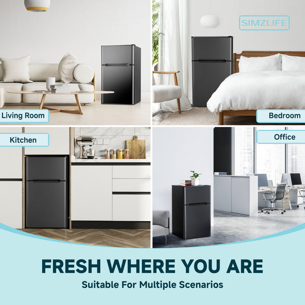 SIMZLIFE 3.2-cu ft Built-In Mini Fridge with Freezer ( Black )
