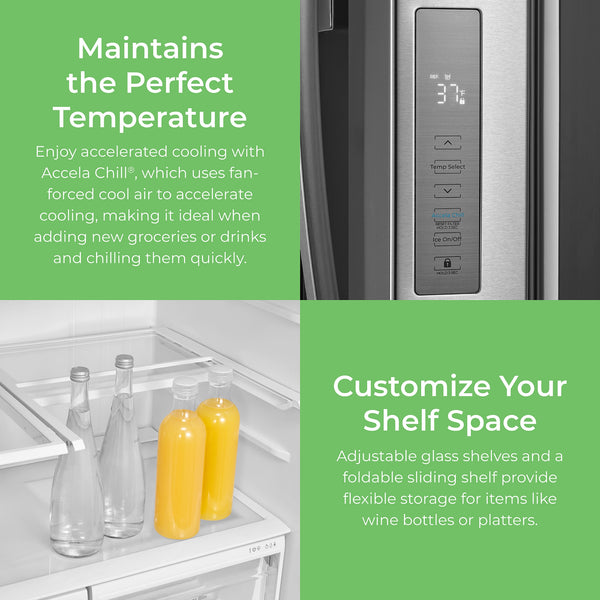 Kenmore Standard-Depth 28.6-cu ft 3 -Door French Door Refrigerator with Ice Maker with Water and Ice Dispenser ( Stainless steel ) ENERGY STAR Certified