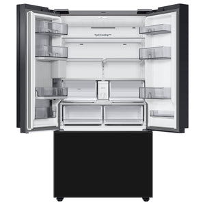 Samsung Bespoke 3-Door French Door Standard-Depth Black Smart Hub Refrigerator (2 Panels Sold Separately)