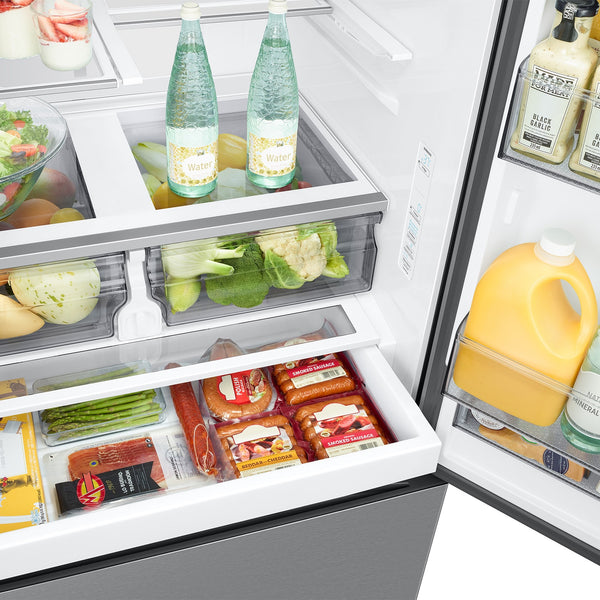 Samsung Standard-Depth Mega Capacity 30.5-cu ft 3 -Door Smart Compatible French Door Refrigerator with Ice Maker with Water and Ice Dispenser ( Fingerprint Resistant Stainless Steel ) ENERGY STAR Certified