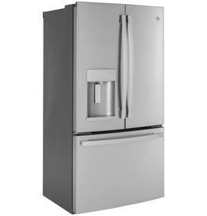 GE Counter-Depth 22.2-cu ft 3 -Door French Door Refrigerator with Ice Maker with Water and Ice Dispenser ( Stainless Steel ) ENERGY STAR Certified