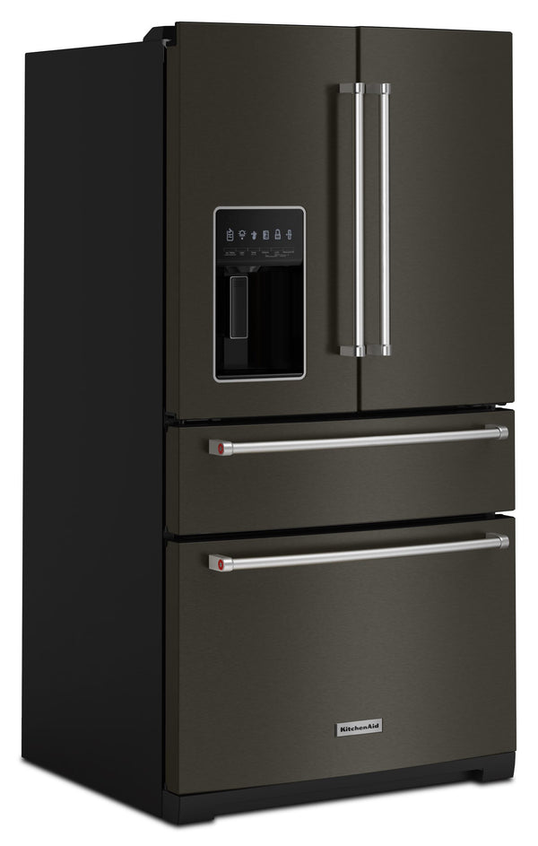 KitchenAid Standard-Depth 26.2-cu ft 4 -Door French Door Refrigerator with Water and Ice Dispenser ( Black Stainless )