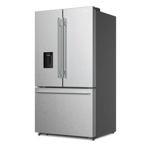 Cosmo Counter-Depth 22.4-cu ft 3 -Door French Door Refrigerator with Ice Maker with Water Dispenser ( Stainless Steel ) ENERGY STAR Certified