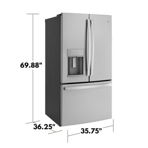 GE Profile Standard-Depth 27.8-cu ft 3 -Door French Door Refrigerator with Ice Maker with Water and Ice Dispenser and Door within Door ( Stainless Steel )