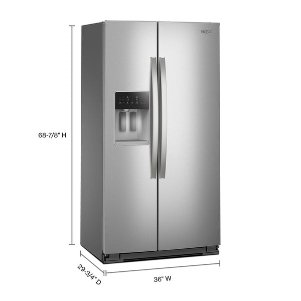 Whirlpool 20.85-cu ft Side-by-Side Refrigerator with Ice Maker ,Water and Ice Dispenser ( Fingerprint Resistant Stainless Finish )