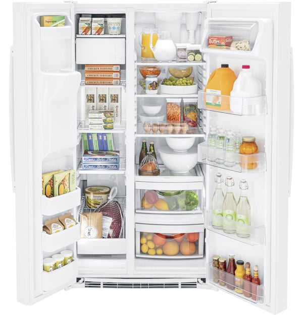 GE 25.3-cu ft Side-by-Side Refrigerator with Ice Maker ,Water and Ice Dispenser ( White ) ENERGY STAR Certified