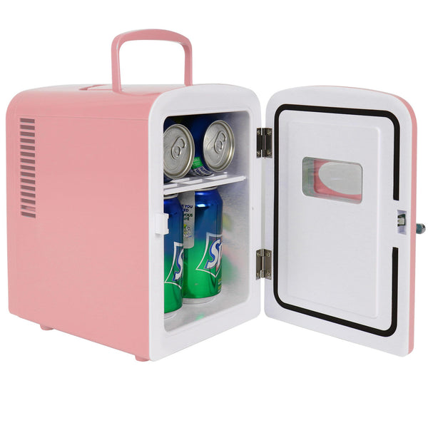 Koolatron 4L Retro Portable 6 can personal cooler 0.14-cu ft Mini Fridge ( Pink )