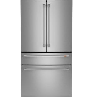 Cafe Standard-Depth 28.7-cu ft 4 -Door Smart Compatible French Door Refrigerator with Ice Maker with Water Dispenser ( Stainless Steel ) ENERGY STAR Certified