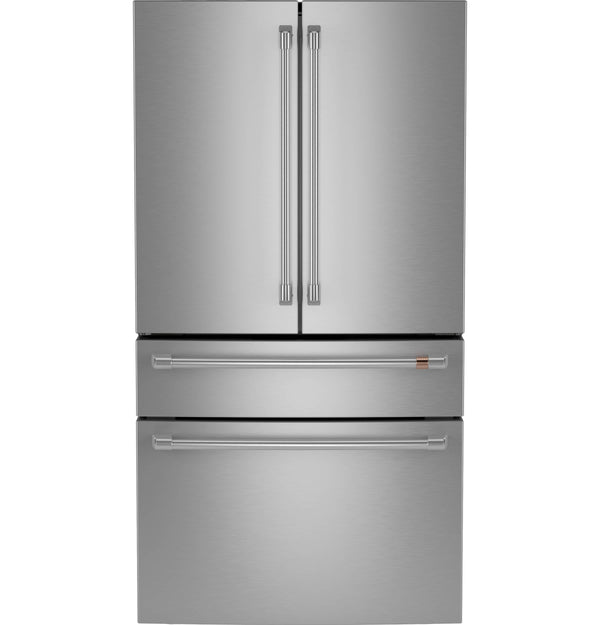 Cafe Standard-Depth 28.7-cu ft 4 -Door Smart Compatible French Door Refrigerator with Ice Maker with Water Dispenser ( Stainless Steel ) ENERGY STAR Certified