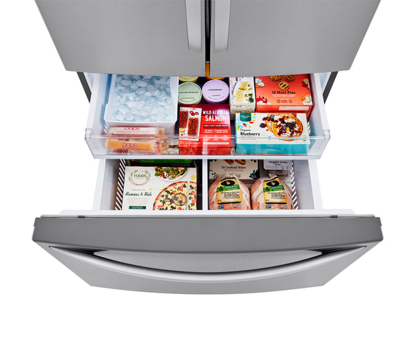 LG Standard-Depth 27.7-cu ft 3 -Door Smart Compatible French Door Refrigerator with Ice Maker with Water and Ice Dispenser ( Printproof Stainless Steel ) ENERGY STAR Certified