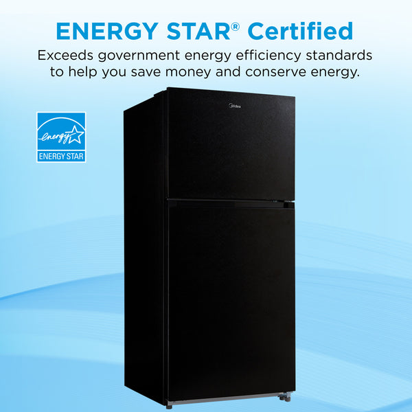 Midea Fingerprint Resistant 18.1-cu ft Top-Freezer Refrigerator ( Black ) Garage Ready ENERGY STAR Certified
