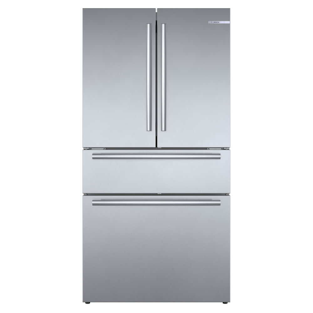 Bosch Counter-Depth 800 Series 21-cu ft 4 -Door French Door Refrigerator with Ice Maker ( Stainless steel ) ENERGY STAR Certified