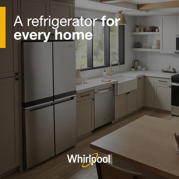 Whirlpool Counter-Depth 19.2-cu ft 4 -Door French Door Refrigerator with Ice Maker with Water and Ice Dispenser ( Fingerprint Resistant Stainless Steel )