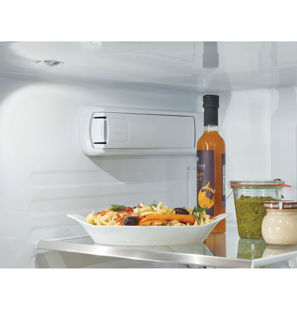 Cafe Counter-Depth Hot Water Dispenser 22.2-cu ft 3 -Door Smart Compatible French Door Refrigerator with Ice Maker with Water and Ice Dispenser ( Stainless Steel ) ENERGY STAR Certified