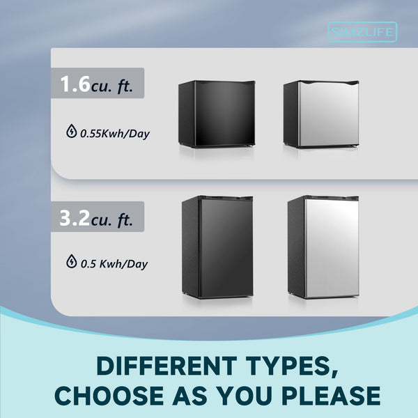 SIMZLIFE 3.2-cu ft Mini Fridge with Freezer ( Silver ) Garage Ready