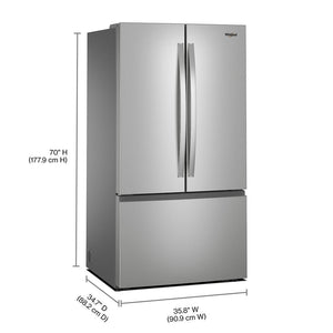 Whirlpool Standard-Depth 30.52-cu ft 3 -Door French Door Refrigerator with Ice Maker with Water Dispenser ( Fingerprint Resistant Stainless Finish ) ENERGY STAR Certified
