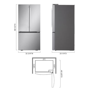 LG Standard-Depth 25.1-cu ft 3 -Door Smart Compatible French Door Refrigerator with Ice Maker ( PrintProof Stainless Steel ) ENERGY STAR Certified