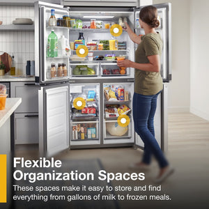 Whirlpool Counter-Depth 19.4-cu ft 4 -Door French Door Refrigerator with Ice Maker ( Fingerprint-Resistant Stainless Finish ) ENERGY STAR Certified