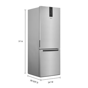 Whirlpool Garage-Ready 12.9-cu ft Counter-Depth Bottom-Freezer Refrigerator Ice Maker Optional (sold separately) ( Fingerprint Resistant Stainless Finish ) Garage Ready ENERGY STAR Certified