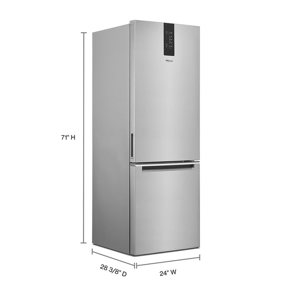 Whirlpool Garage-Ready 12.9-cu ft Counter-Depth Bottom-Freezer Refrigerator Ice Maker Optional (sold separately) ( Fingerprint Resistant Stainless Finish ) Garage Ready ENERGY STAR Certified