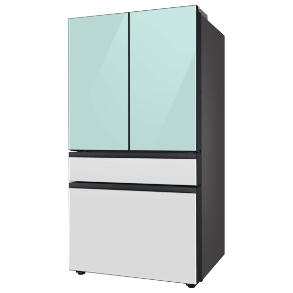 Samsung Bespoke Standard-Depth Beverage Center 28.8-cu ft 4 -Door Smart Compatible French Door Refrigerator with Dual Ice Maker with Water Dispenser and Door within Door ( Morning Blue with White Glass Panels ) ENERGY STAR Certified