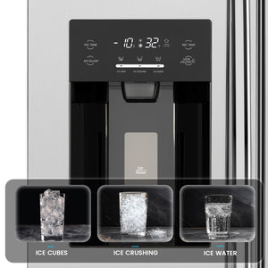 COWSAR 20.01-cu ft Counter-Depth Side-by-Side Refrigerator with Ice Maker ,Water and Ice Dispenser ( Silver )