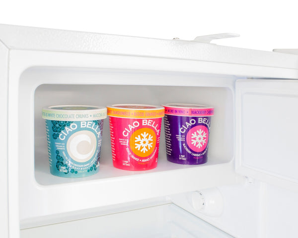 Summit Appliance 2.68-cu ft Built-In Mini Fridge with Freezer ( Stainless steel door and white cabinet )