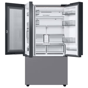 Samsung Bespoke Standard-Depth Beverage Center 30.1-cu ft 3 -Door Smart Compatible French Door Refrigerator with Dual Ice Maker with Water Dispenser and Door within Door ( Stainless Steel - All Panels ) ENERGY STAR Certified