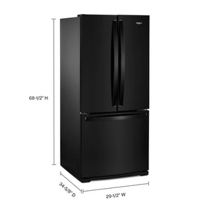 Whirlpool Standard-Depth 19.6-cu ft 3 -Door French Door Refrigerator with Ice Maker ( Black )