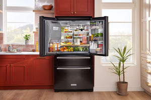 KitchenAid Standard-Depth 26.2-cu ft 4 -Door French Door Refrigerator with Water and Ice Dispenser ( Black Stainless )