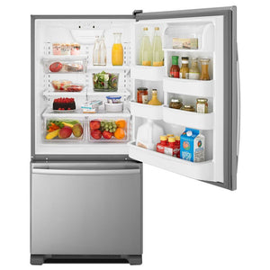 Amana 18.7-cu ft Standard-Depth Bottom-Freezer Refrigerator Ice Maker Optional (sold separately) ( Stainless Steel )