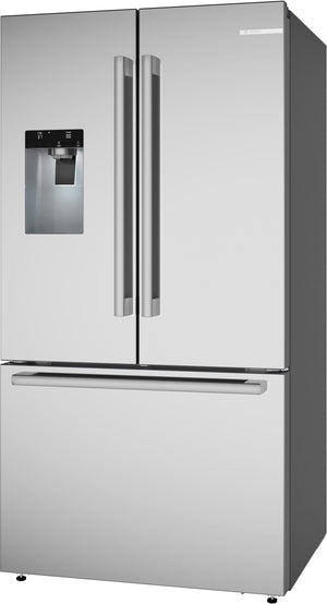 Bosch Standard-Depth 500 Series 26-cu ft 3 -Door Smart Compatible French Door Refrigerator with Ice Maker with Water and Ice Dispenser ( Stainless Steel ) ENERGY STAR Certified