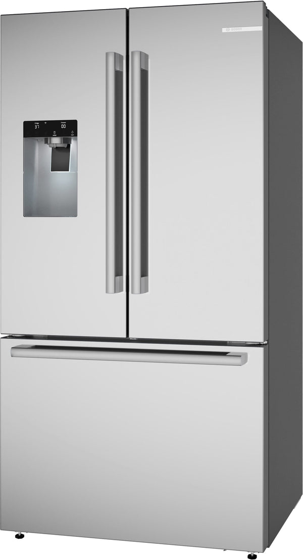 Bosch Standard-Depth 500 Series 26-cu ft 3 -Door Smart Compatible French Door Refrigerator with Ice Maker with Water and Ice Dispenser ( Stainless Steel ) ENERGY STAR Certified