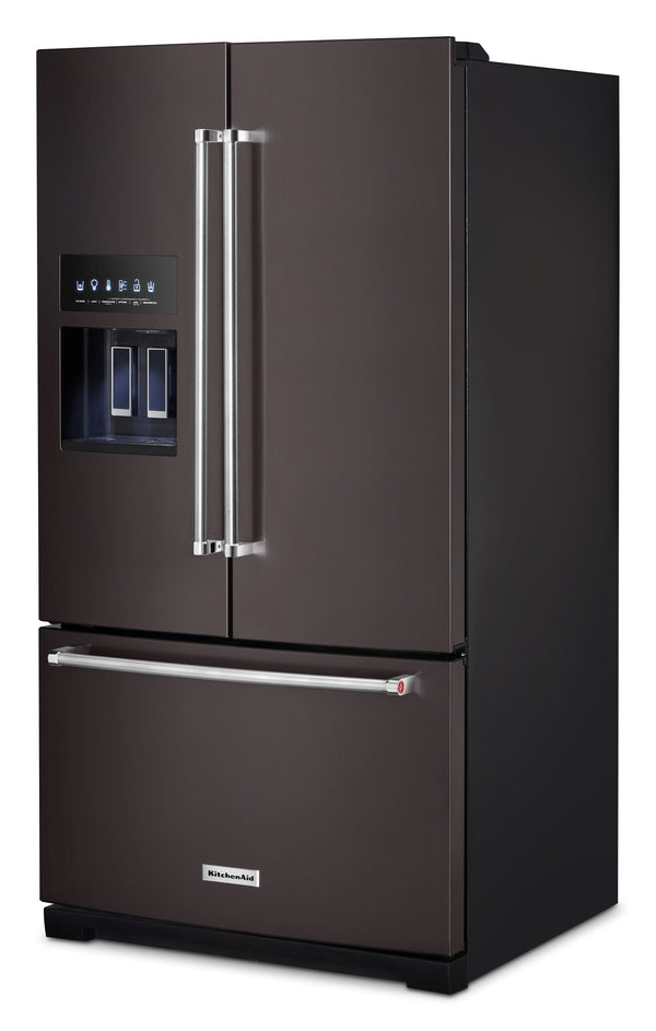 KitchenAid Standard-Depth 27-cu ft 3 -Door French Door Refrigerator with Water and Ice Dispenser ( Black ) ENERGY STAR Certified