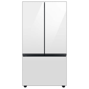 Samsung Bespoke Standard-Depth 30.1-cu ft 3.0 -Door Smart Compatible French Door Refrigerator with Dual Ice Maker with Water Dispenser ( White Glass - All Panels ) ENERGY STAR Certified