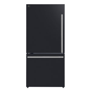 FORNO Milano Espresso 17.2-cu ft Counter-Depth Bottom-Freezer Refrigerator with Ice Maker ( Black ) ENERGY STAR Certified