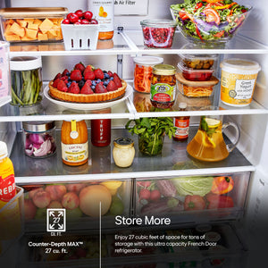 LG Counter-Depth 26.5-cu ft 3 -Door Smart Compatible French Door Refrigerator with Ice Maker with Water Dispenser ( PrintProof Stainless Steel ) ENERGY STAR Certified