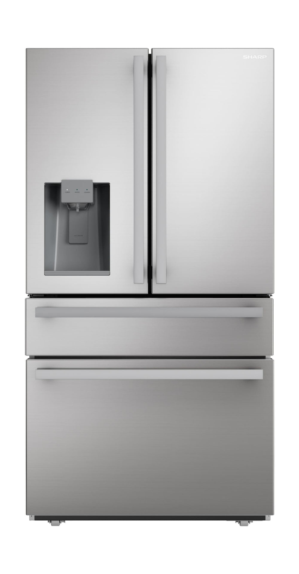 Sharp Counter-Depth 21.6-cu ft 4 -Door French Door Refrigerator with Ice Maker with Water and Ice Dispenser ( Stainless Steel ) ENERGY STAR Certified