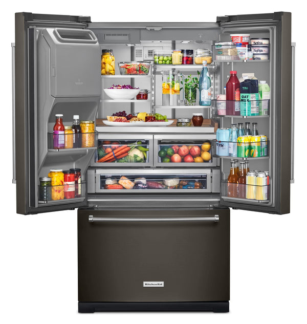 KitchenAid Standard-Depth 27-cu ft 3 -Door French Door Refrigerator with Water and Ice Dispenser ( Black ) ENERGY STAR Certified