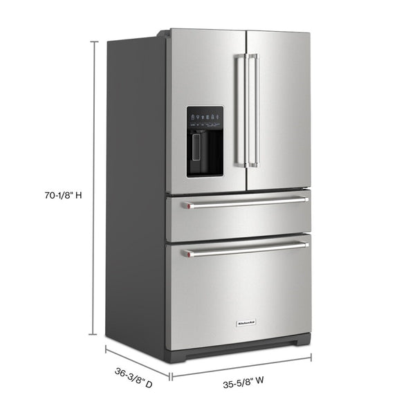 KitchenAid Standard-Depth 26.2-cu ft 4 -Door French Door Refrigerator with Ice Maker with Water and Ice Dispenser ( PrintShield Stainless )