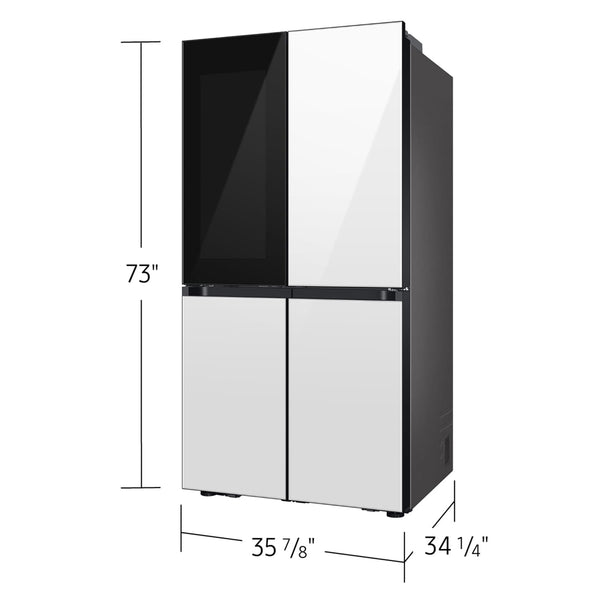 Samsung Bespoke Standard-Depth Beverage Center 28.6-cu ft 4 -Door Smart Compatible French Door Refrigerator with Dual Ice Maker with Water Dispenser and Door within Door ( White Glass ) ENERGY STAR Certified