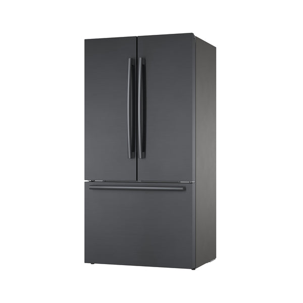 Bosch Counter-Depth 800 Series 21-cu ft 3 -Door French Door Refrigerator with Ice Maker with Water Dispenser ( Black stainless steel ) ENERGY STAR Certified