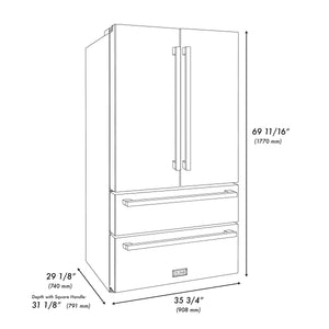 ZLINE KITCHEN & BATH Counter-Depth 21.6-cu ft 4 -Door French Door Refrigerator with Ice Maker with Water and Ice Dispenser ( Black Stainless Steel with Flat Polished Gold Handle ) ENERGY STAR Certified